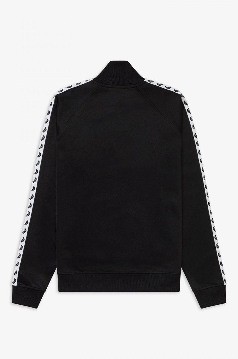 Black Fred Perry Taped Track Men's Jackets | PH 1257UZGT